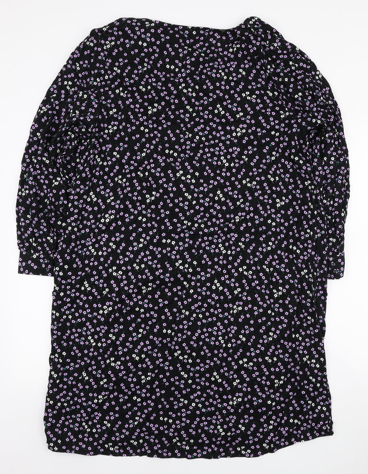 Marks and Spencer Womens Black Floral Viscose Kaftan Size 20 V-Neck Pullover