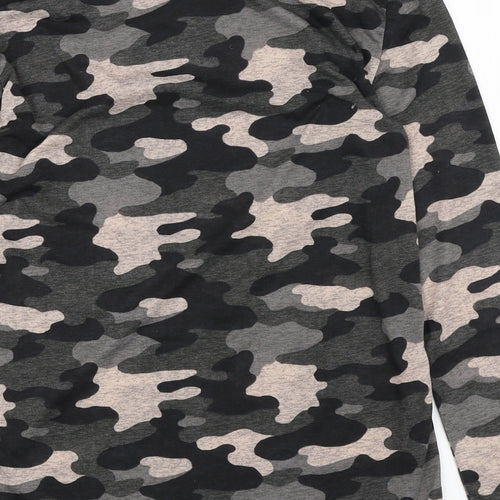 Marks and Spencer Womens Multicoloured Camouflage Polyester Basic T-Shirt Size 6 Round Neck