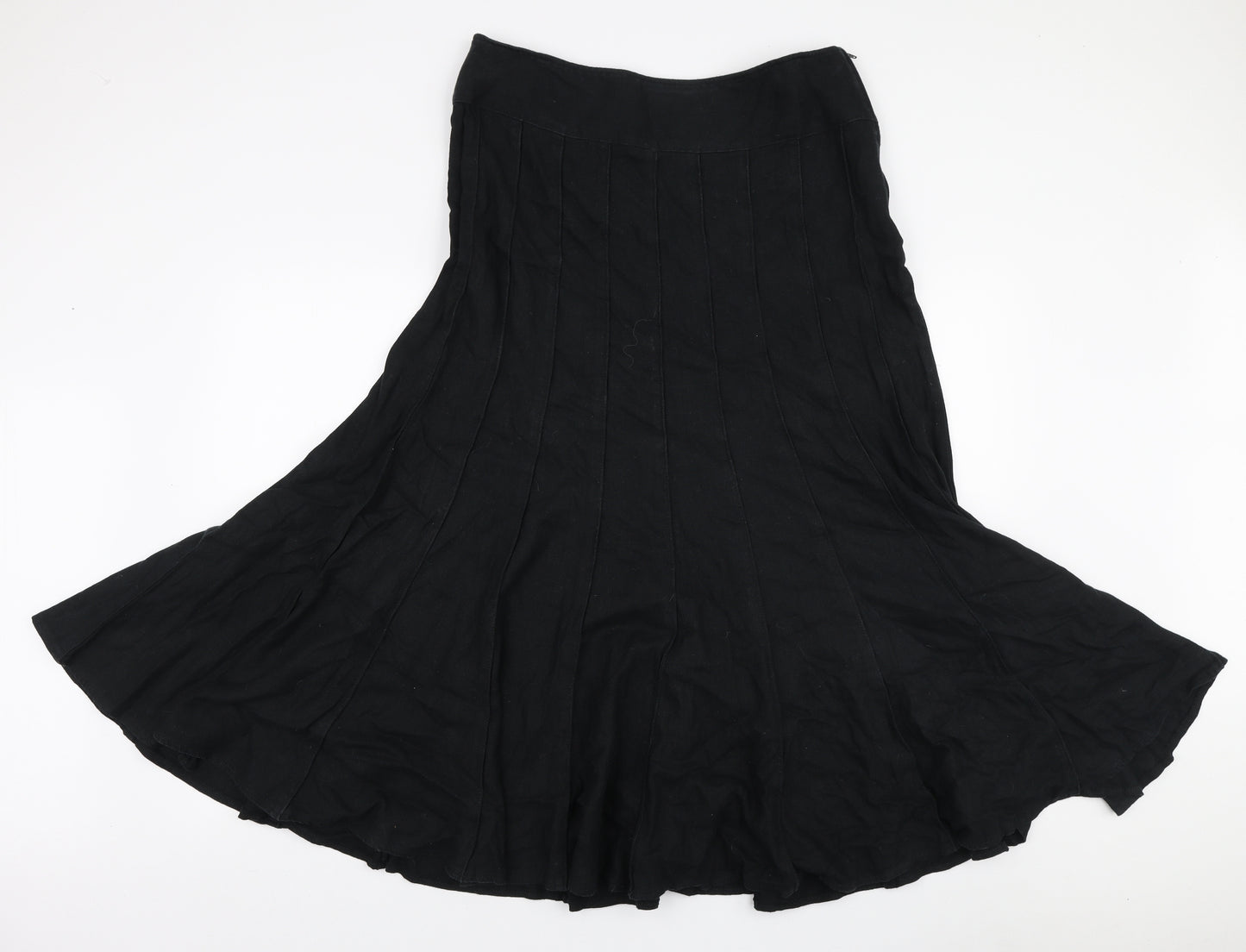 Marks and Spencer Womens Black Cotton Flare Skirt Size 16 Zip