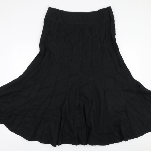 Marks and Spencer Womens Black Cotton Flare Skirt Size 16 Zip