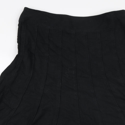 Marks and Spencer Womens Black Cotton Flare Skirt Size 16 Zip