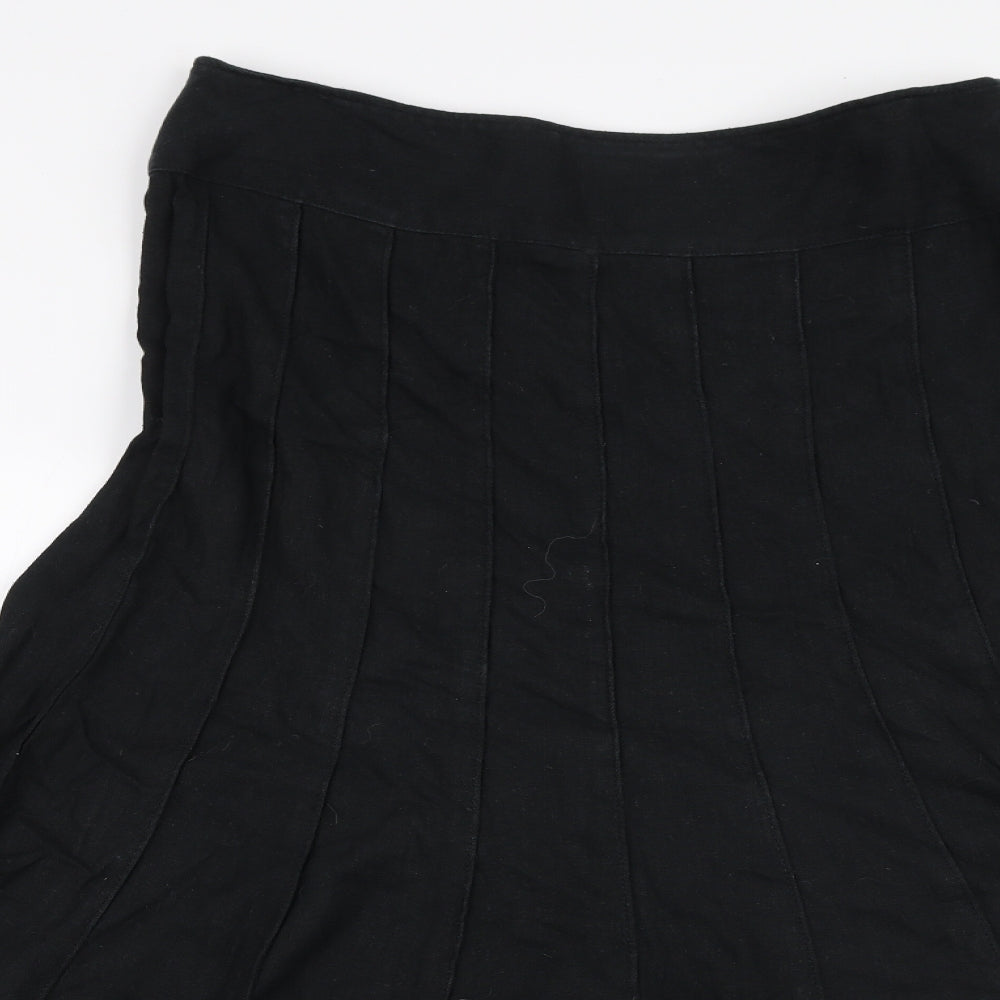Marks and Spencer Womens Black Cotton Flare Skirt Size 16 Zip