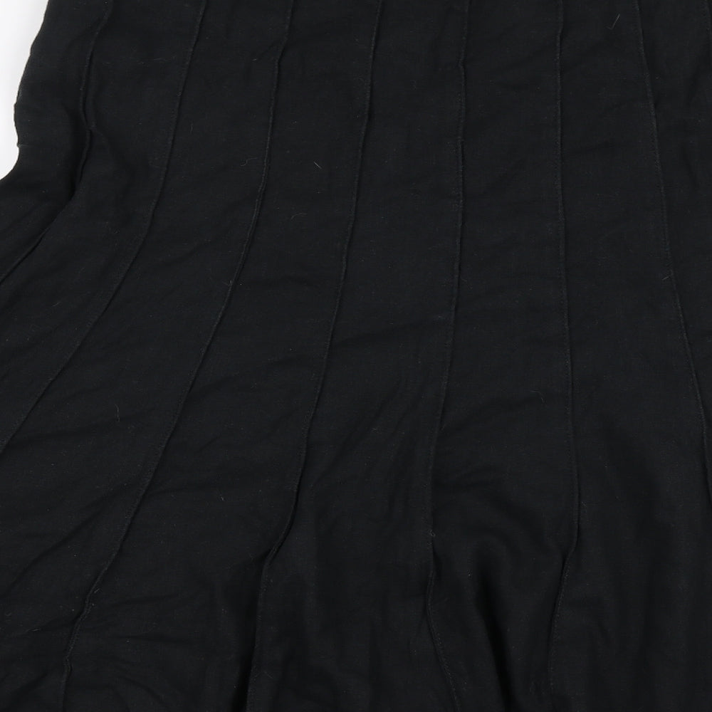 Marks and Spencer Womens Black Cotton Flare Skirt Size 16 Zip