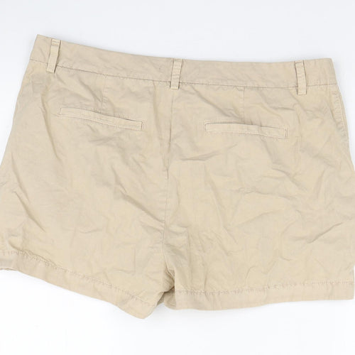 Marks and Spencer Womens Beige Cotton Chino Shorts Size 16 L3 in Regular Zip