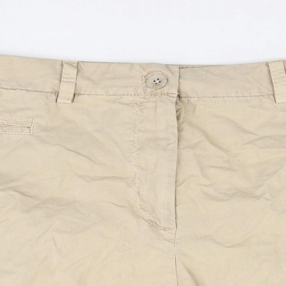 Marks and Spencer Womens Beige Cotton Chino Shorts Size 16 L3 in Regular Zip