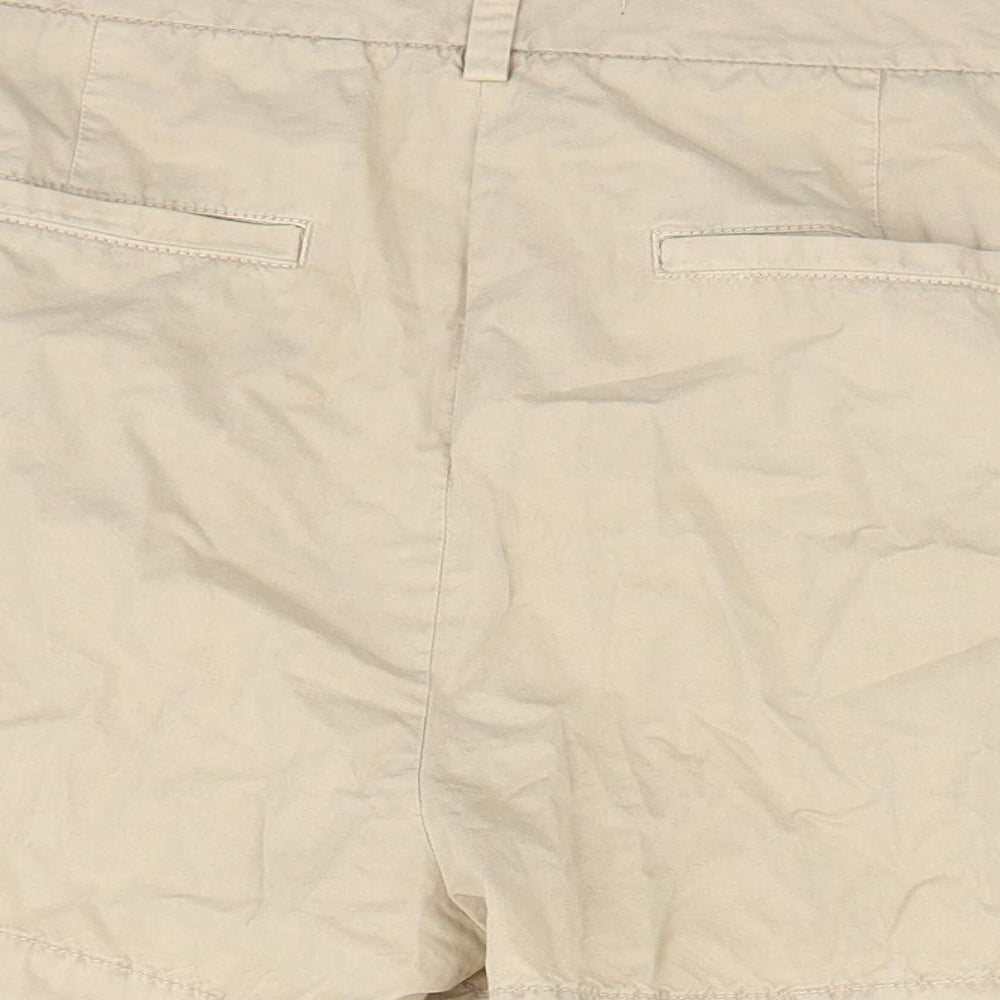 Marks and Spencer Womens Beige Cotton Chino Shorts Size 16 L3 in Regular Zip