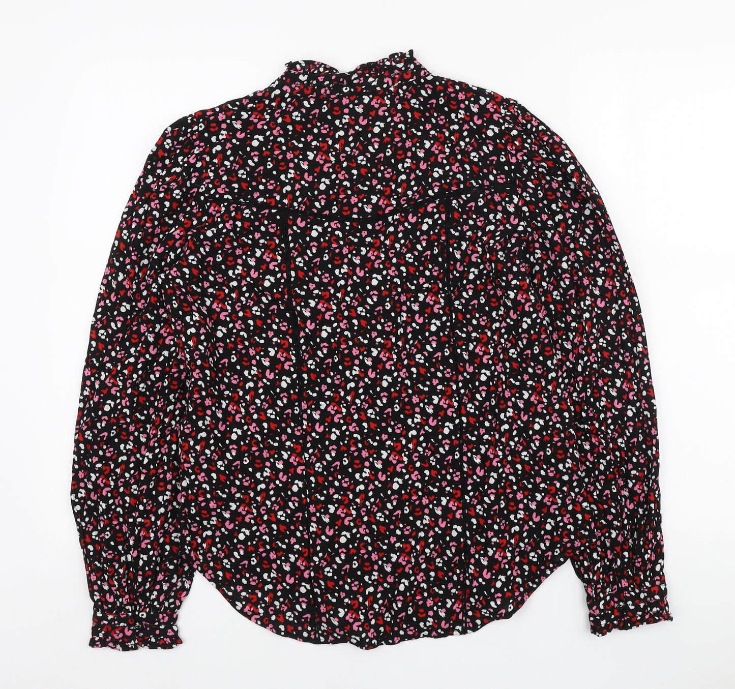 Marks and Spencer Womens Multicoloured Animal Print Viscose Basic Button-Up Size 6 Mock Neck