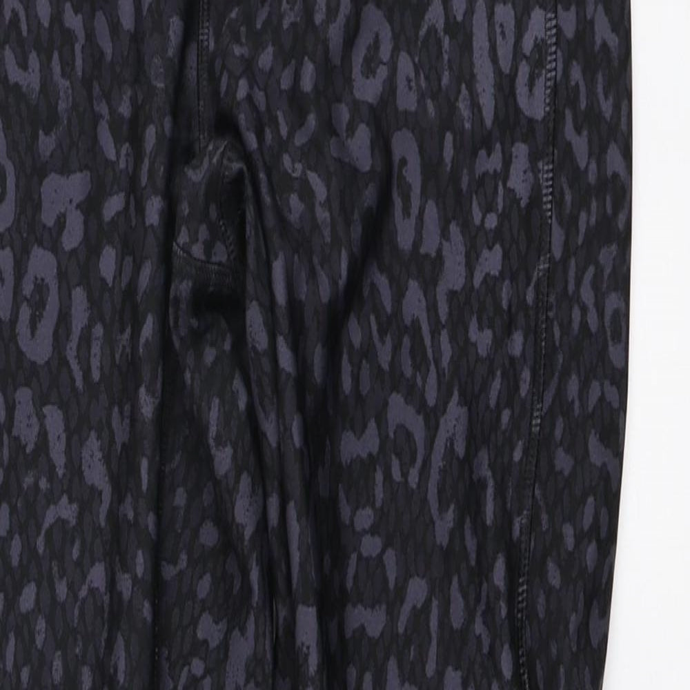 Marks and Spencer Womens Black Animal Print Polyester Compression Leggings Size 10 L27 in Regular Drawstring
