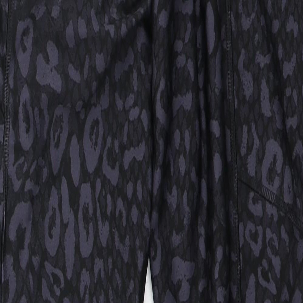 Marks and Spencer Womens Black Animal Print Polyester Compression Leggings Size 10 L27 in Regular Drawstring