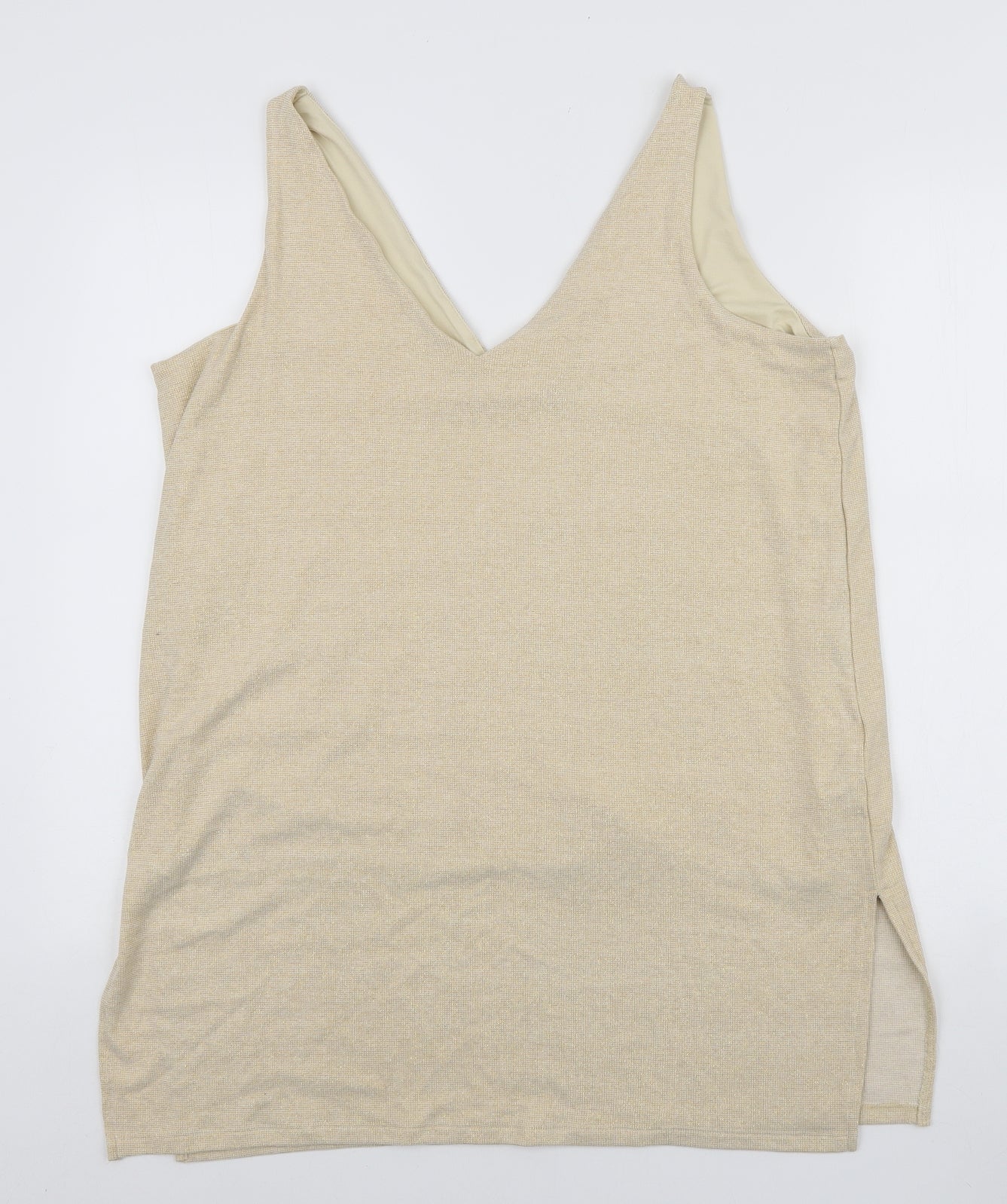 Marks and Spencer Womens Yellow Viscose Basic Tank Size 18 V-Neck