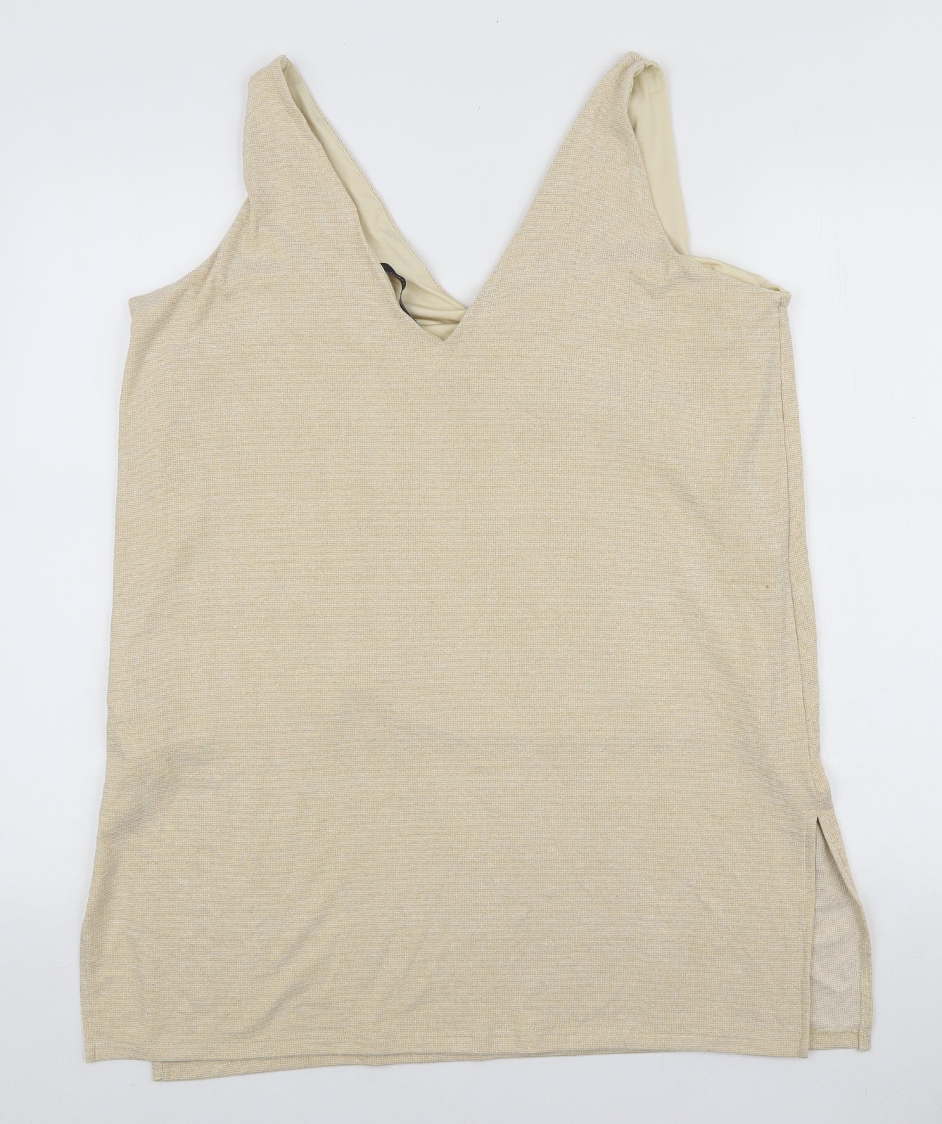 Marks and Spencer Womens Yellow Viscose Basic Tank Size 18 V-Neck