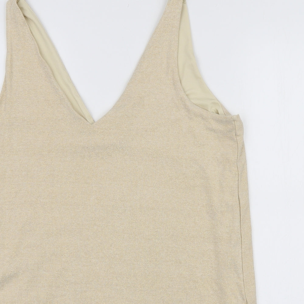 Marks and Spencer Womens Yellow Viscose Basic Tank Size 18 V-Neck