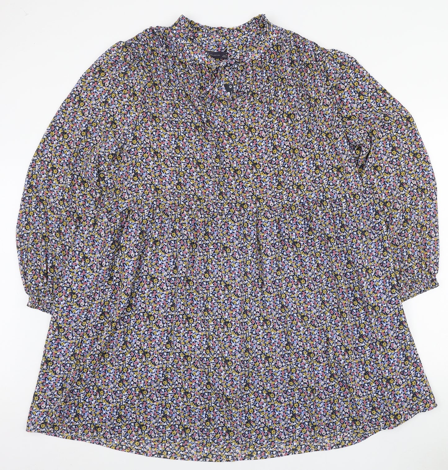 Marks and Spencer Womens Multicoloured Floral Polyester Mini Size 20 V-Neck Pullover