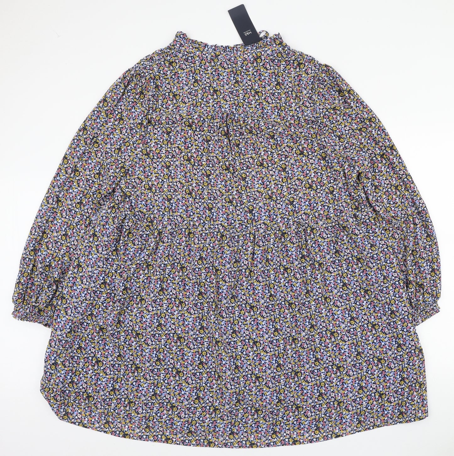 Marks and Spencer Womens Multicoloured Floral Polyester Mini Size 20 V-Neck Pullover