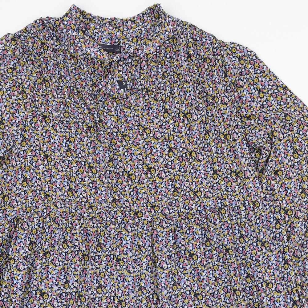 Marks and Spencer Womens Multicoloured Floral Polyester Mini Size 20 V-Neck Pullover
