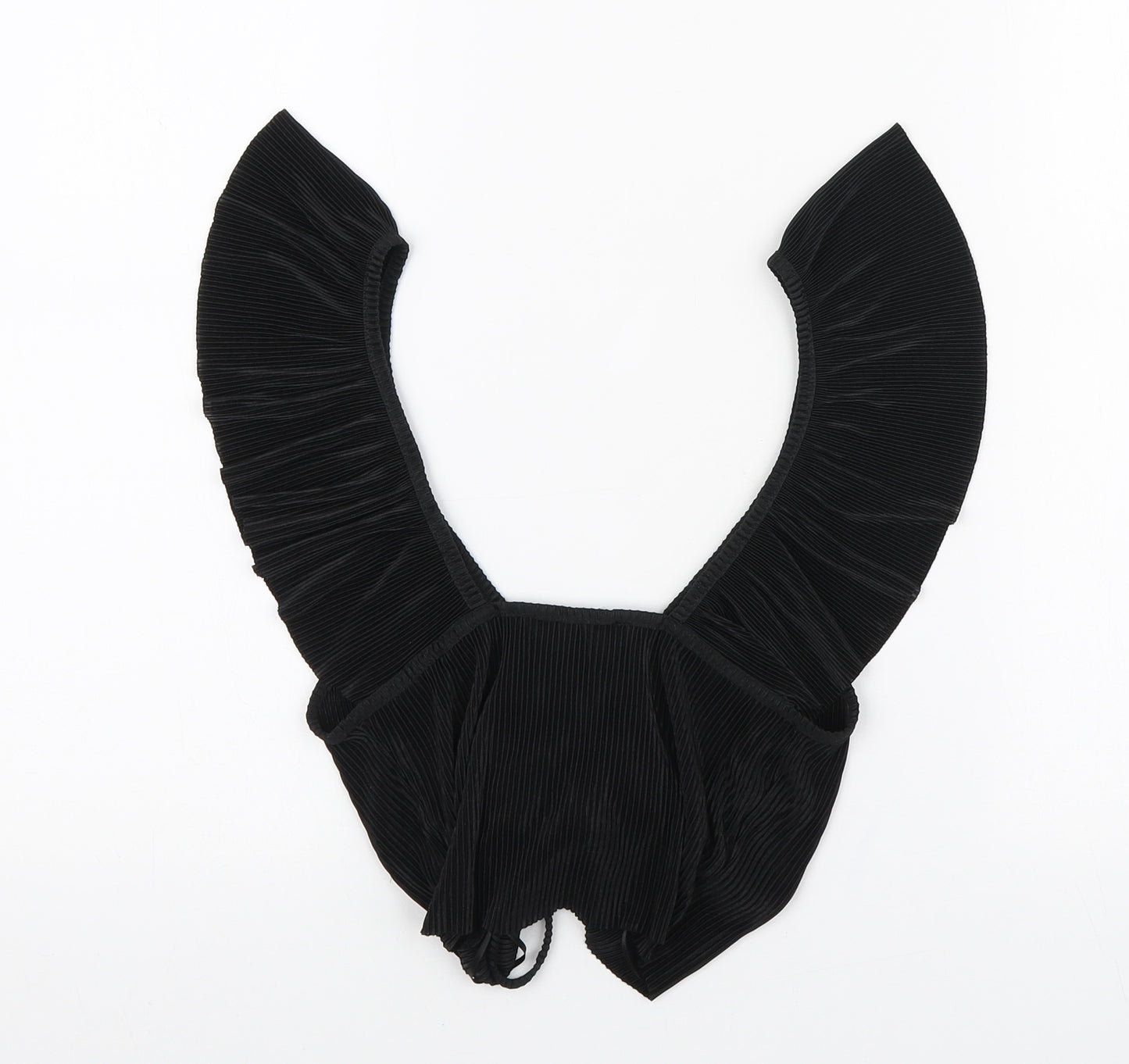 Zara Womens Black Polyester Cropped Blouse Size S V-Neck - Ruched front