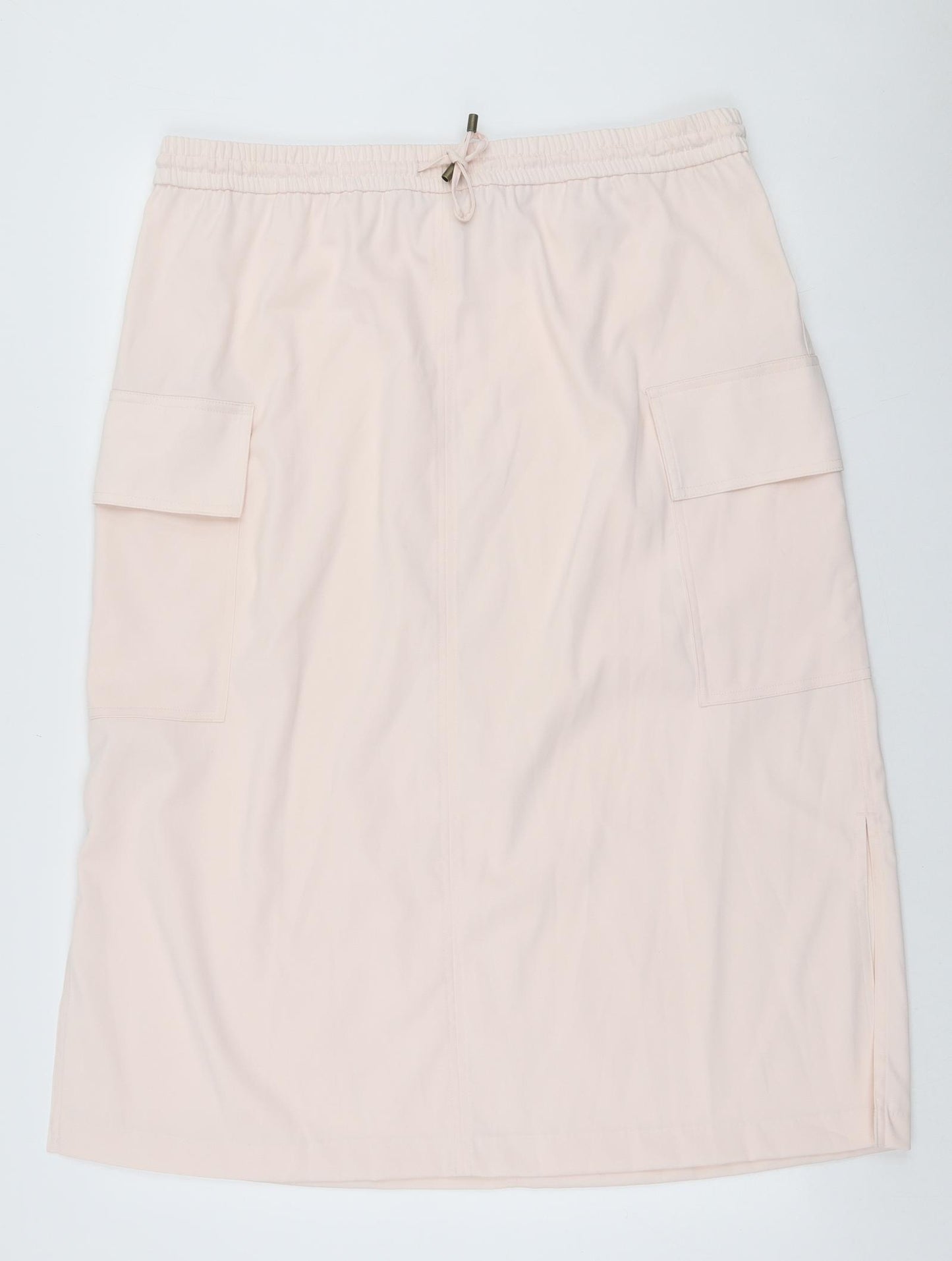 Marks and Spencer Womens Pink Polyester A-Line Skirt Size 18 Drawstring - Cargo style