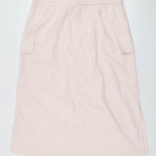 Marks and Spencer Womens Pink Polyester A-Line Skirt Size 18 Drawstring - Cargo style