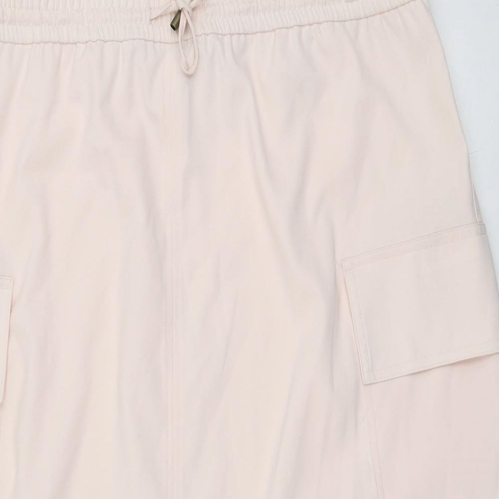 Marks and Spencer Womens Pink Polyester A-Line Skirt Size 18 Drawstring - Cargo style