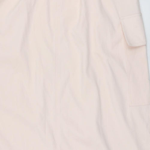 Marks and Spencer Womens Pink Polyester A-Line Skirt Size 18 Drawstring - Cargo style