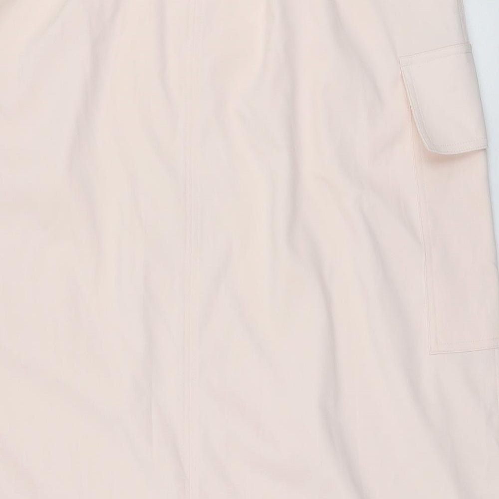 Marks and Spencer Womens Pink Polyester A-Line Skirt Size 18 Drawstring - Cargo style