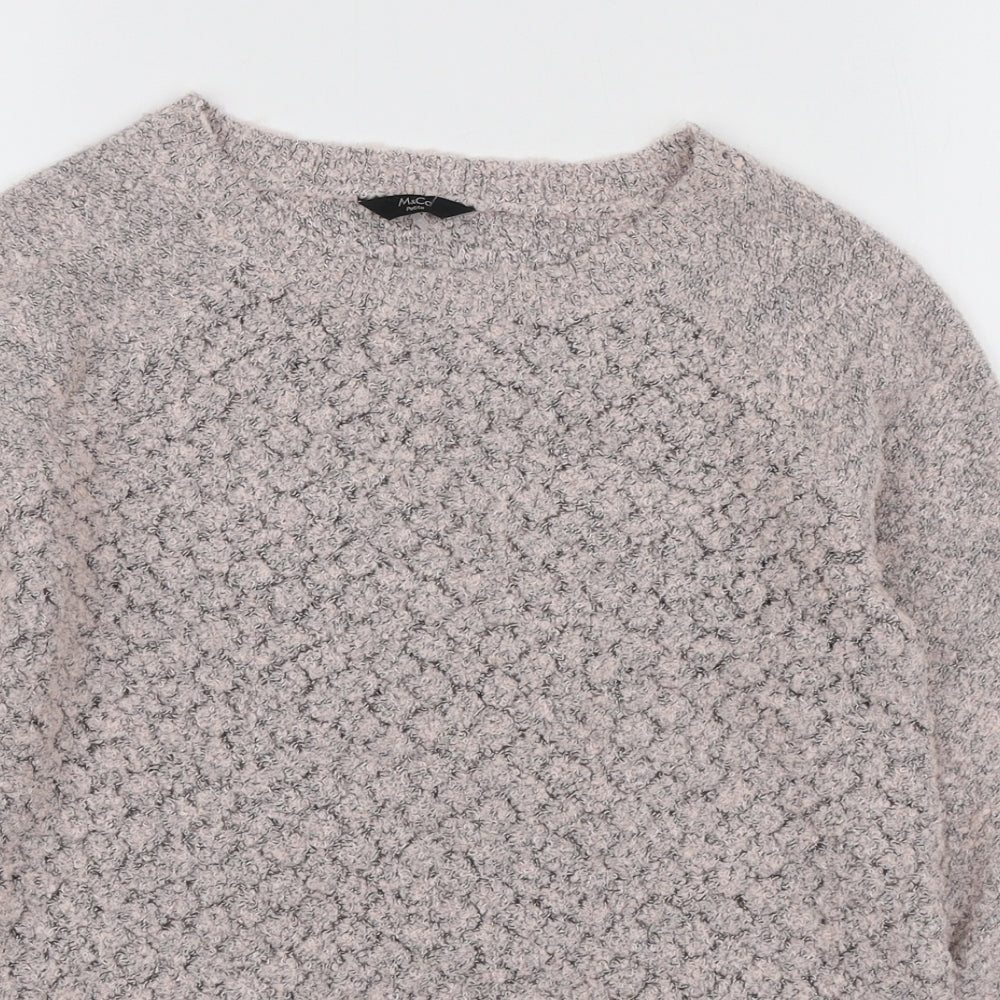 M&Co Womens Pink Round Neck Acrylic Pullover Jumper Size 8