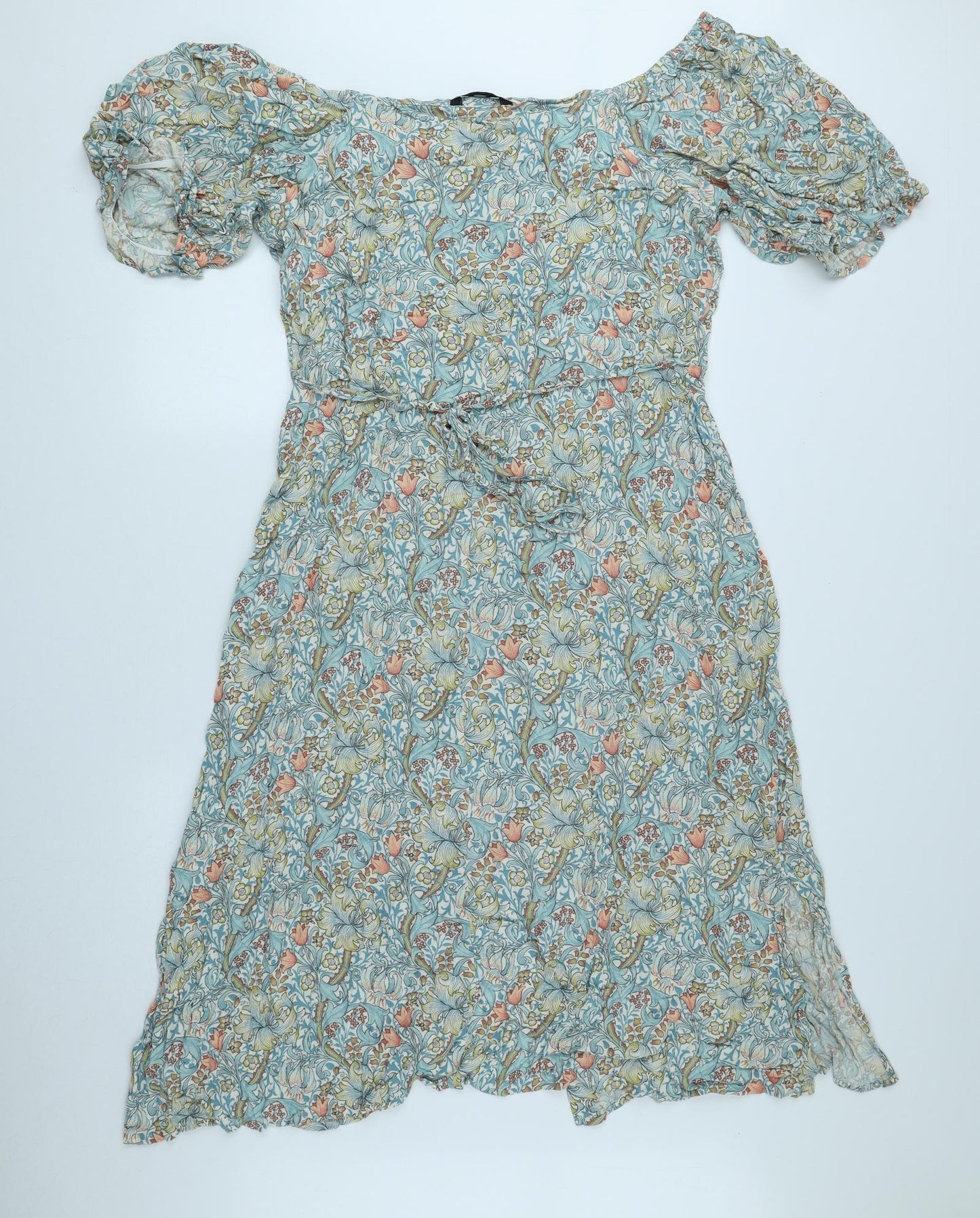 NEXT Womens Multicoloured Floral Viscose A-Line Size 20 Off the Shoulder Button