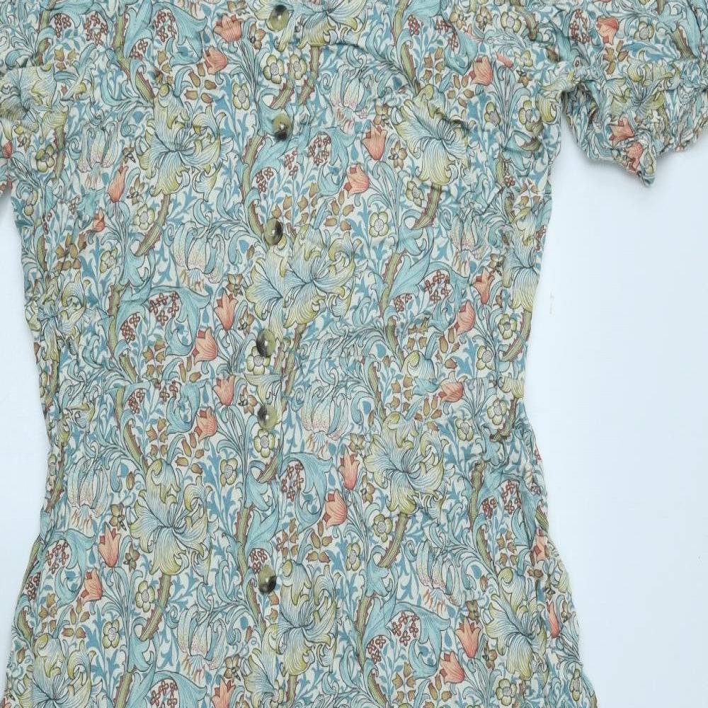 NEXT Womens Multicoloured Floral Viscose A-Line Size 20 Off the Shoulder Button