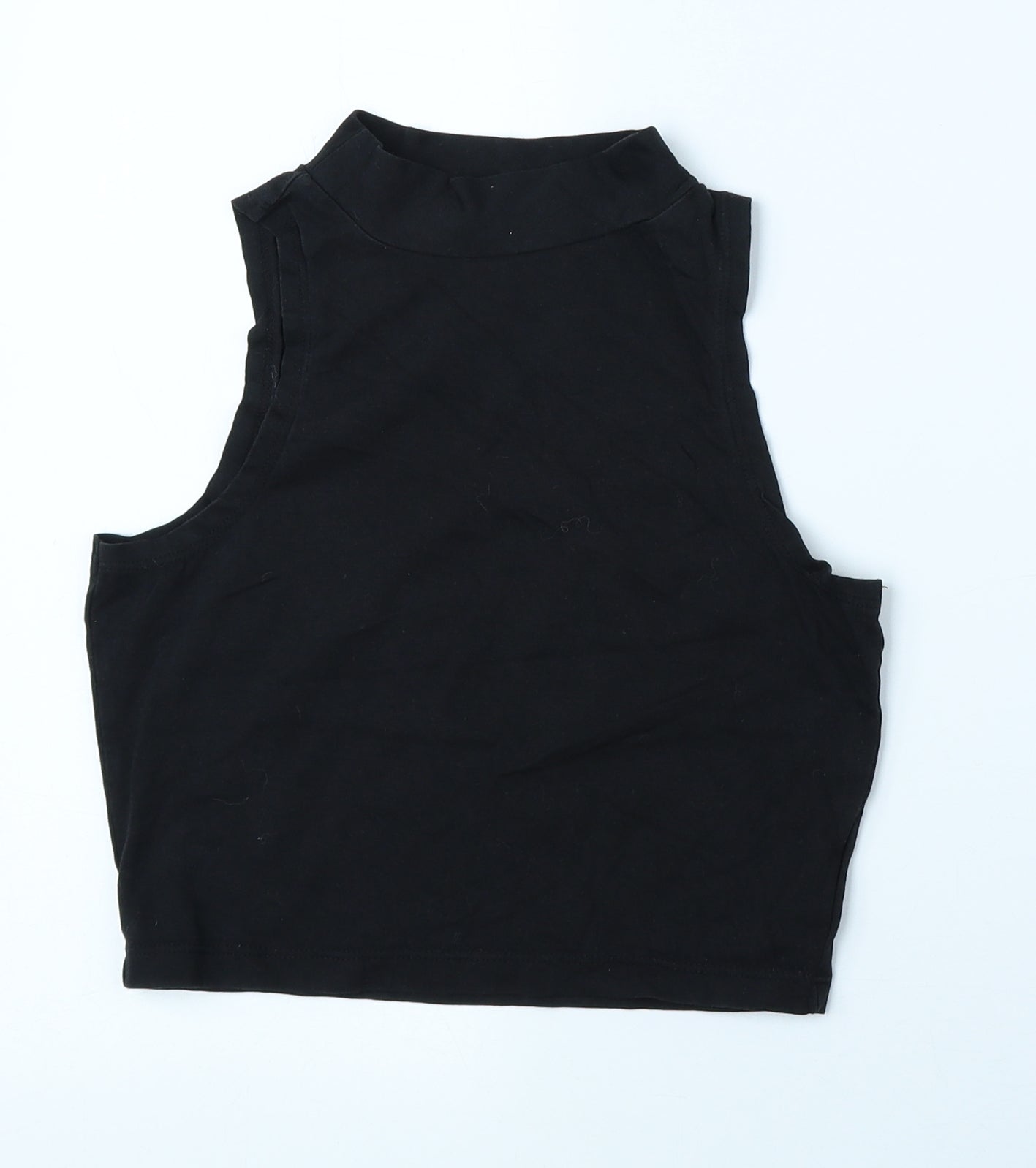 Atmosphere Womens Black Cotton Cropped Tank Size 10 High Neck
