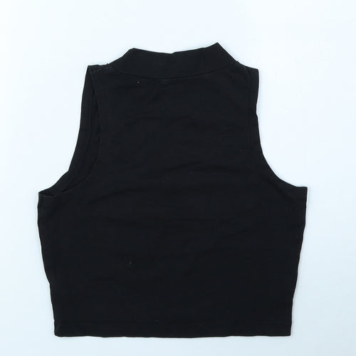 Atmosphere Womens Black Cotton Cropped Tank Size 10 High Neck