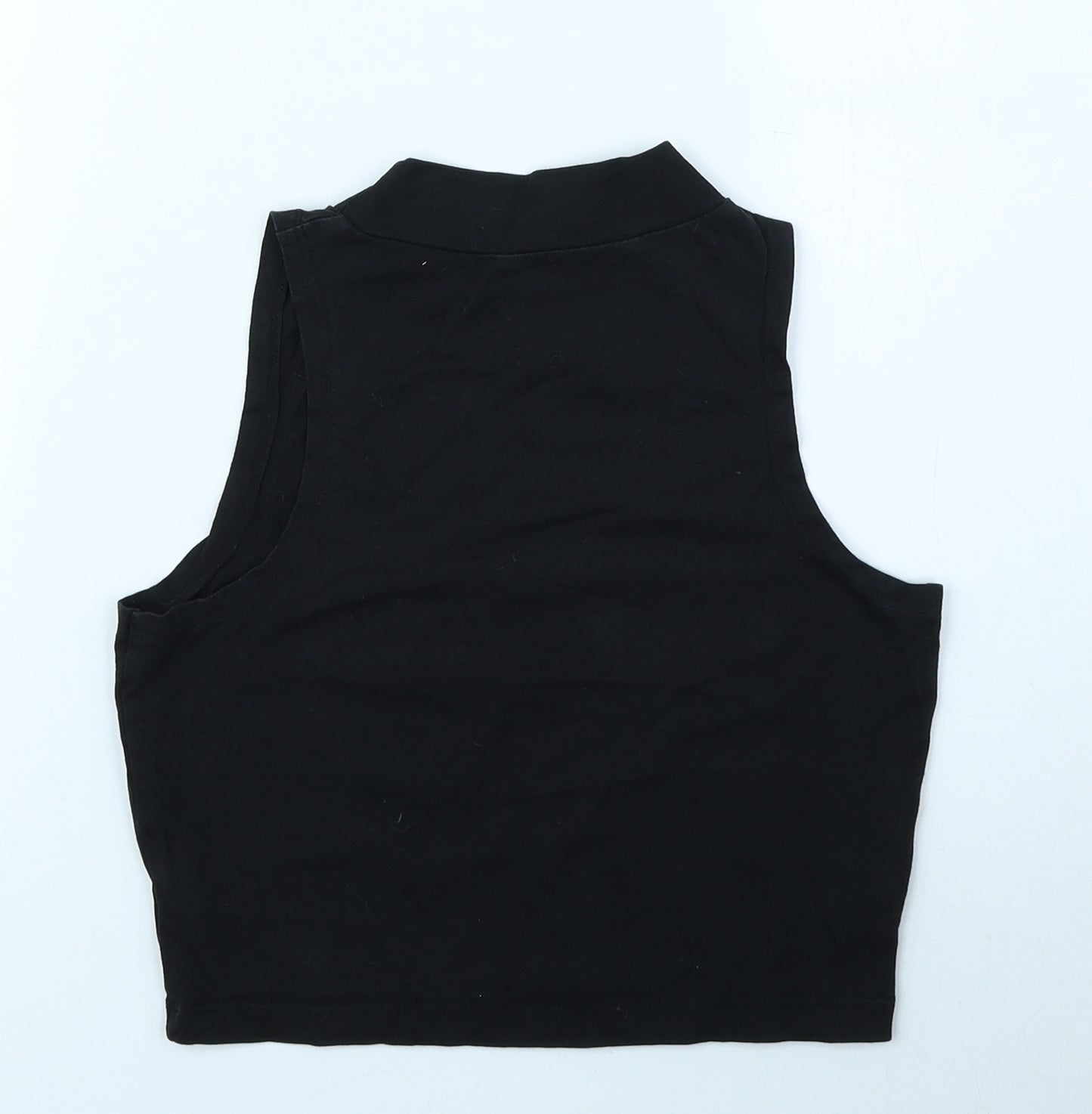 Atmosphere Womens Black Cotton Cropped Tank Size 10 High Neck