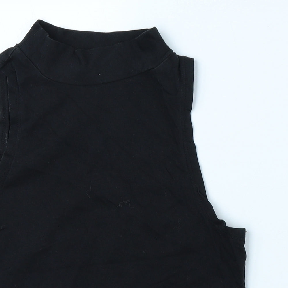 Atmosphere Womens Black Cotton Cropped Tank Size 10 High Neck