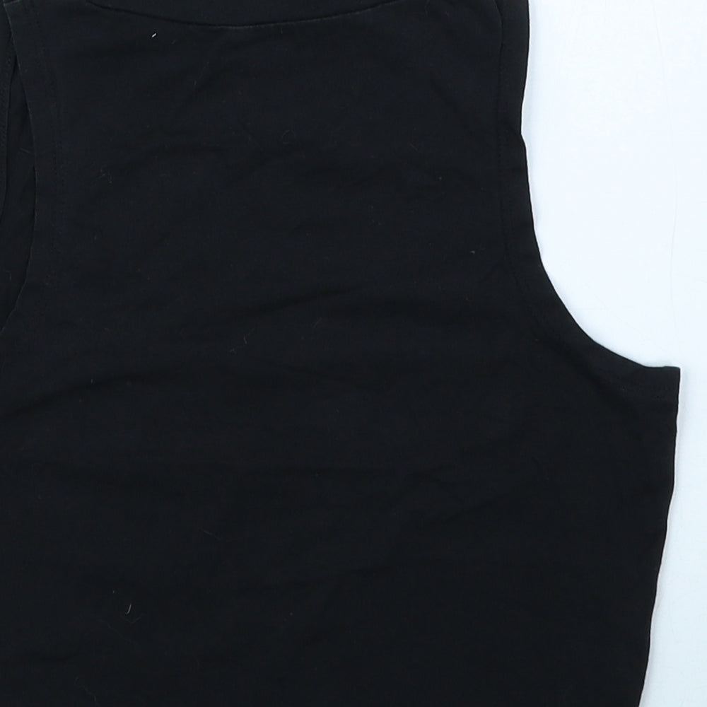 Atmosphere Womens Black Cotton Cropped Tank Size 10 High Neck