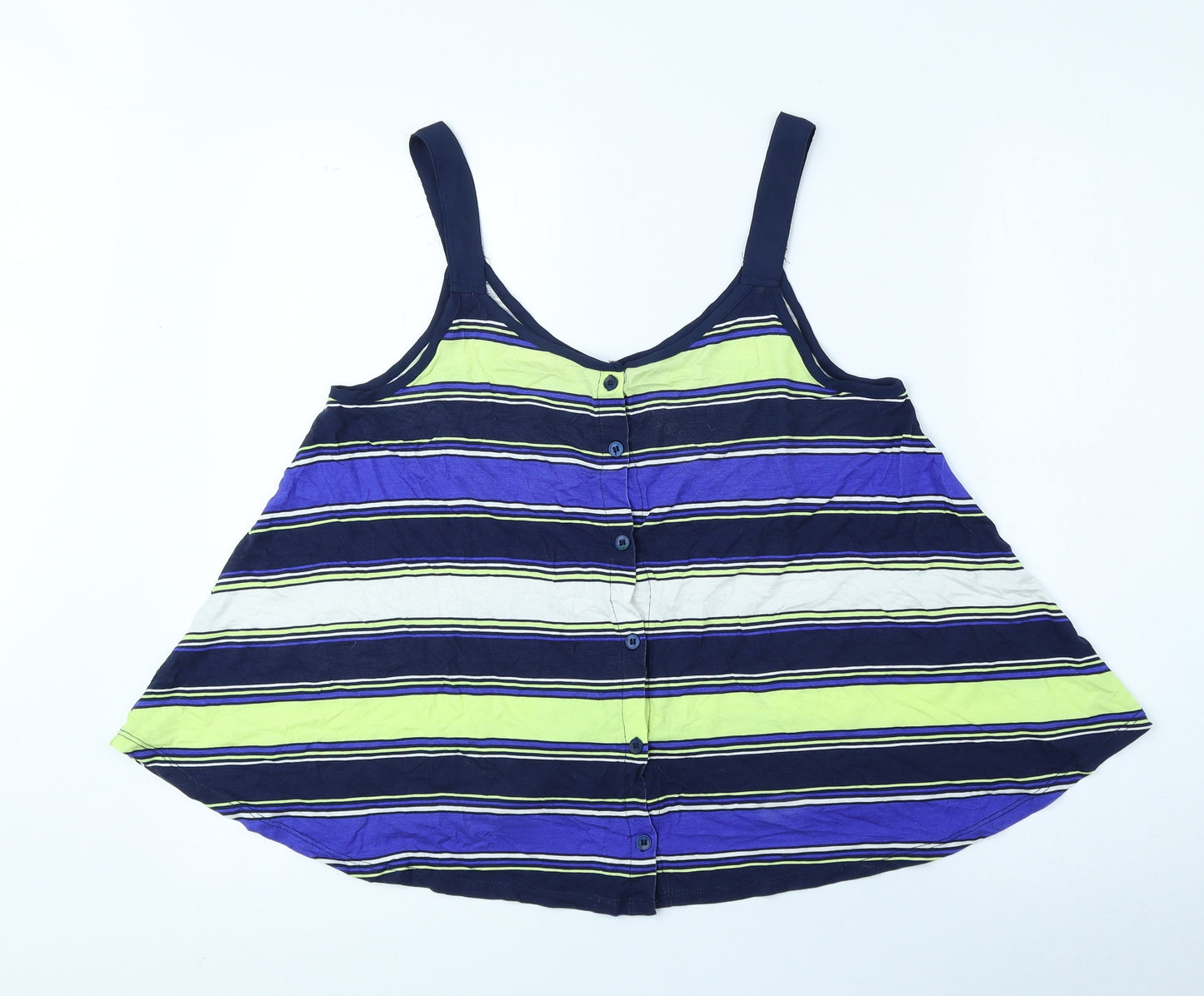 NEXT Womens Multicoloured Striped Viscose Basic Tank Size 12 Round Neck
