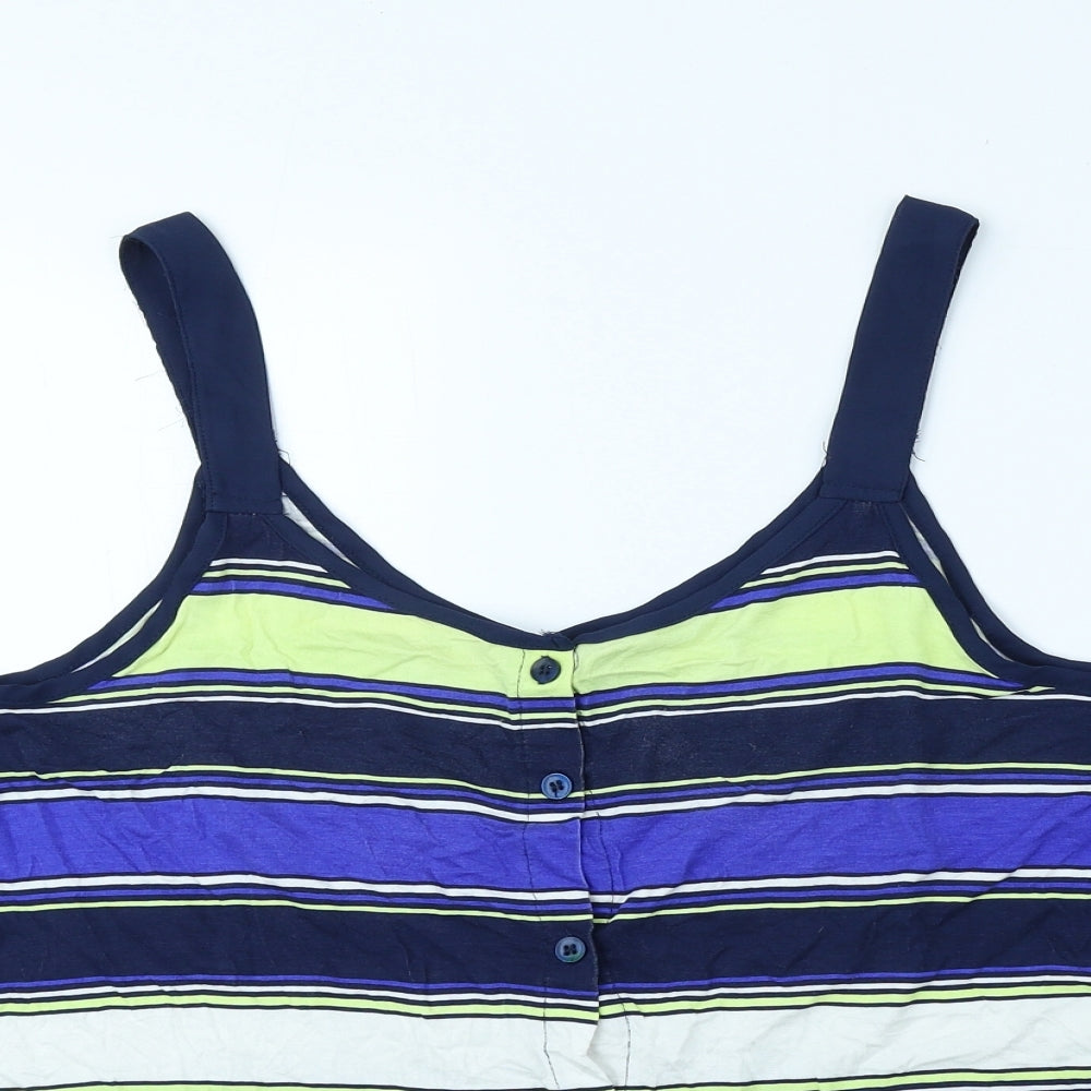 NEXT Womens Multicoloured Striped Viscose Basic Tank Size 12 Round Neck