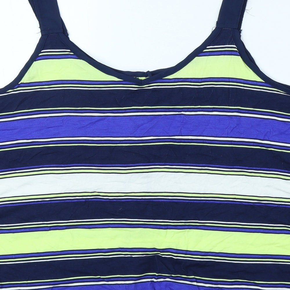NEXT Womens Multicoloured Striped Viscose Basic Tank Size 12 Round Neck