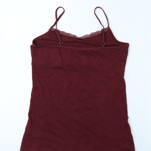 Secret Posessions Womens Red Cotton Camisole Tank Size M Round Neck - Lace Detail
