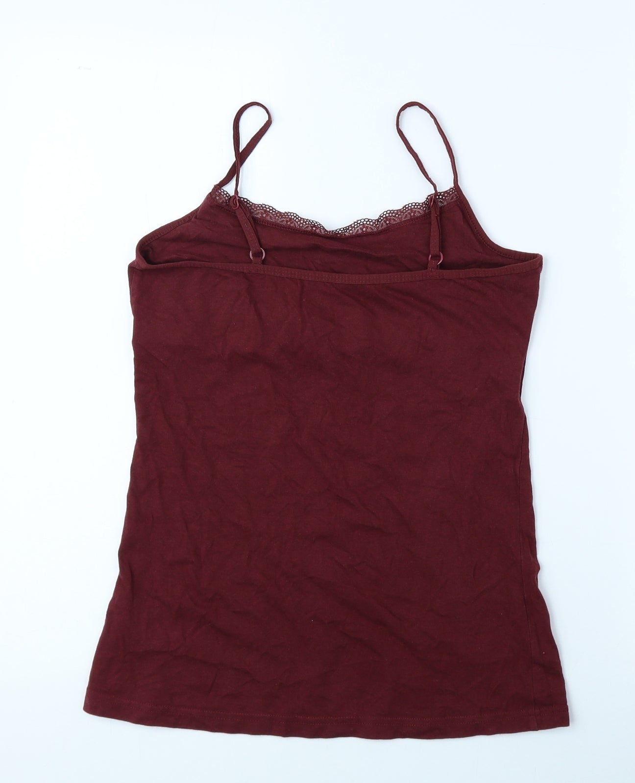 Secret Posessions Womens Red Cotton Camisole Tank Size M Round Neck - Lace Detail