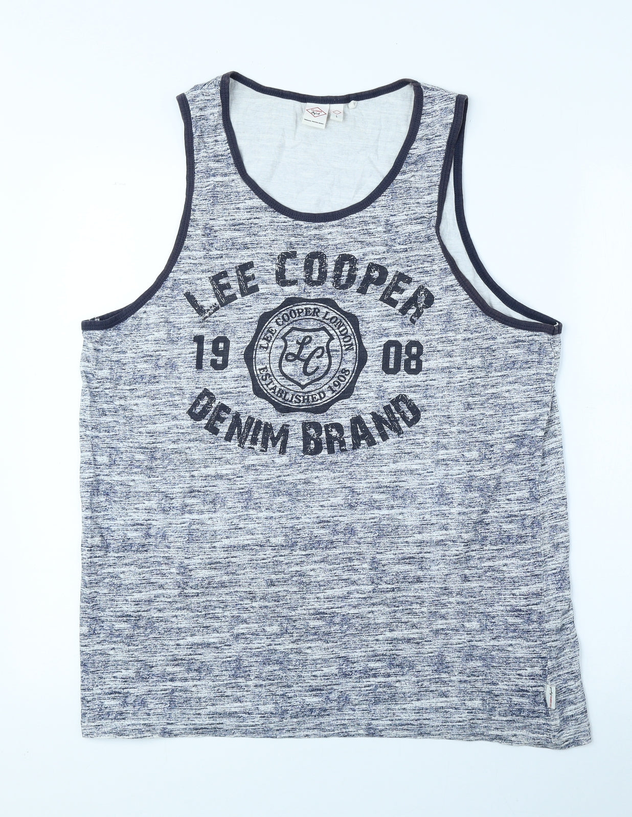 Lee Cooper Mens Blue 100% Cotton Pullover Tank Size L Scoop Neck Pullover
