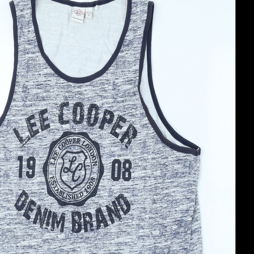 Lee Cooper Mens Blue 100% Cotton Pullover Tank Size L Scoop Neck Pullover
