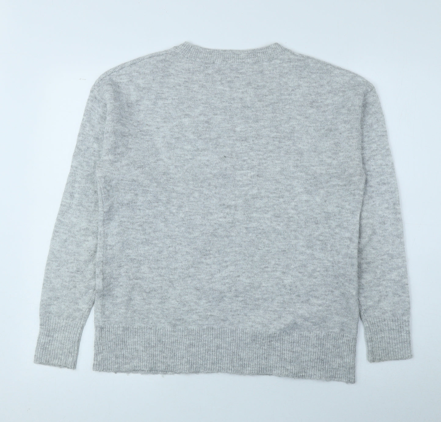 George Mens Grey Round Neck Polyester Pullover Jumper Size S