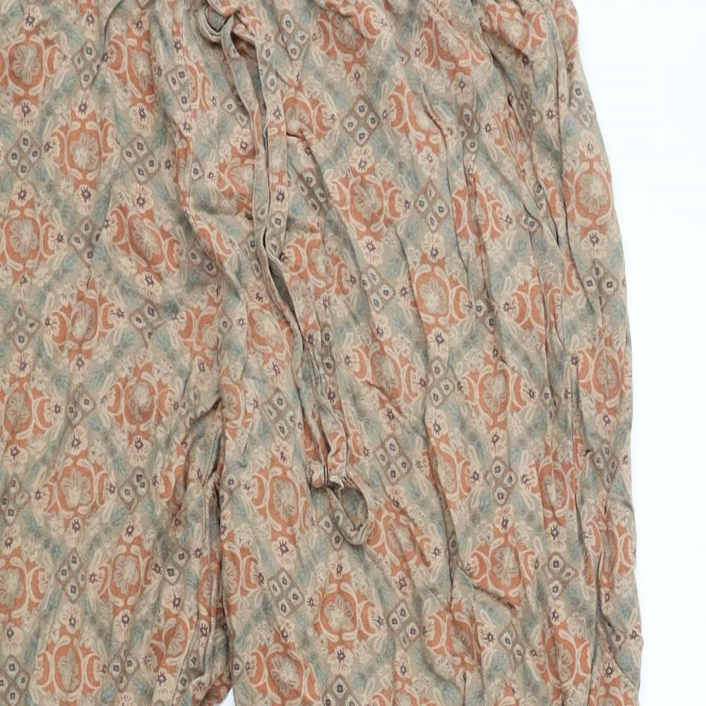 TU Womens Orange Geometric Viscose Cropped Trousers Size 10 L20 in Regular Tie