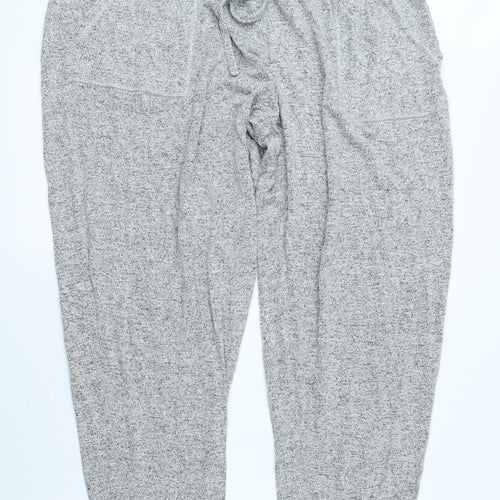 Marks and Spencer Womens Grey Viscose Jogger Trousers Size 22 L27 in Regular Tie