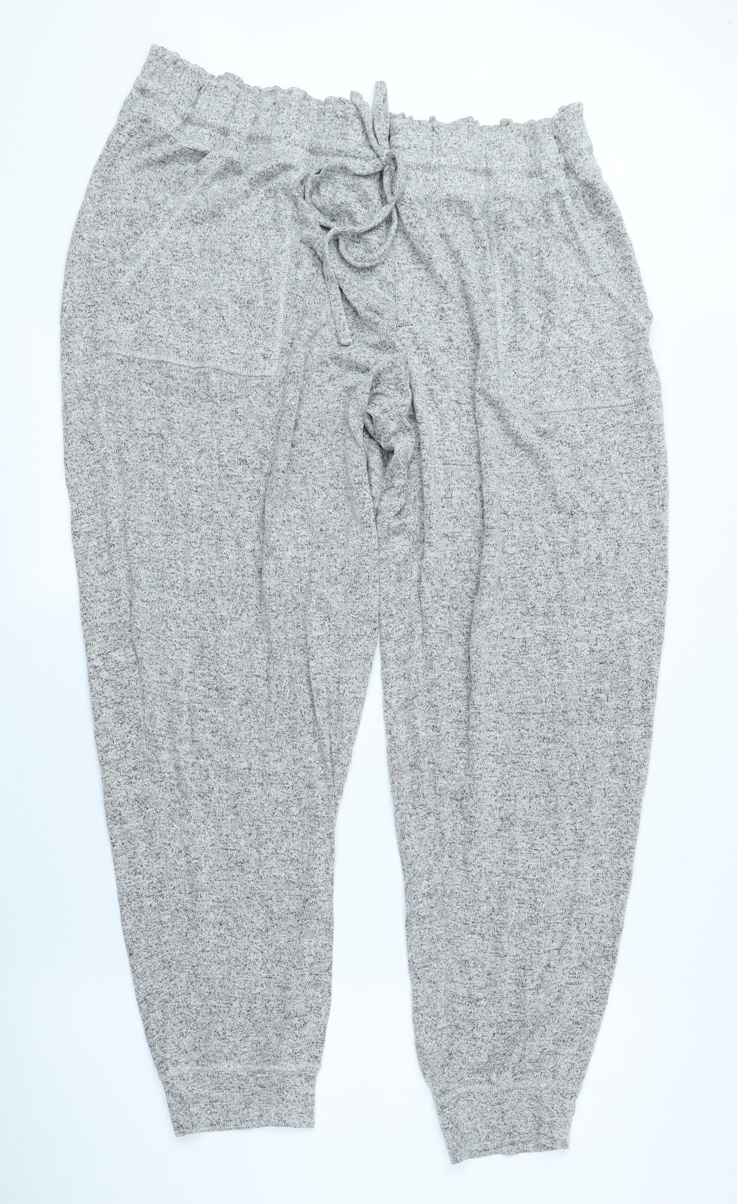 Marks and Spencer Womens Grey Viscose Jogger Trousers Size 22 L27 in Regular Tie