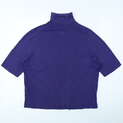 Marks and Spencer Womens Purple Roll Neck Silk Pullover Jumper Size 22 - Ribbed