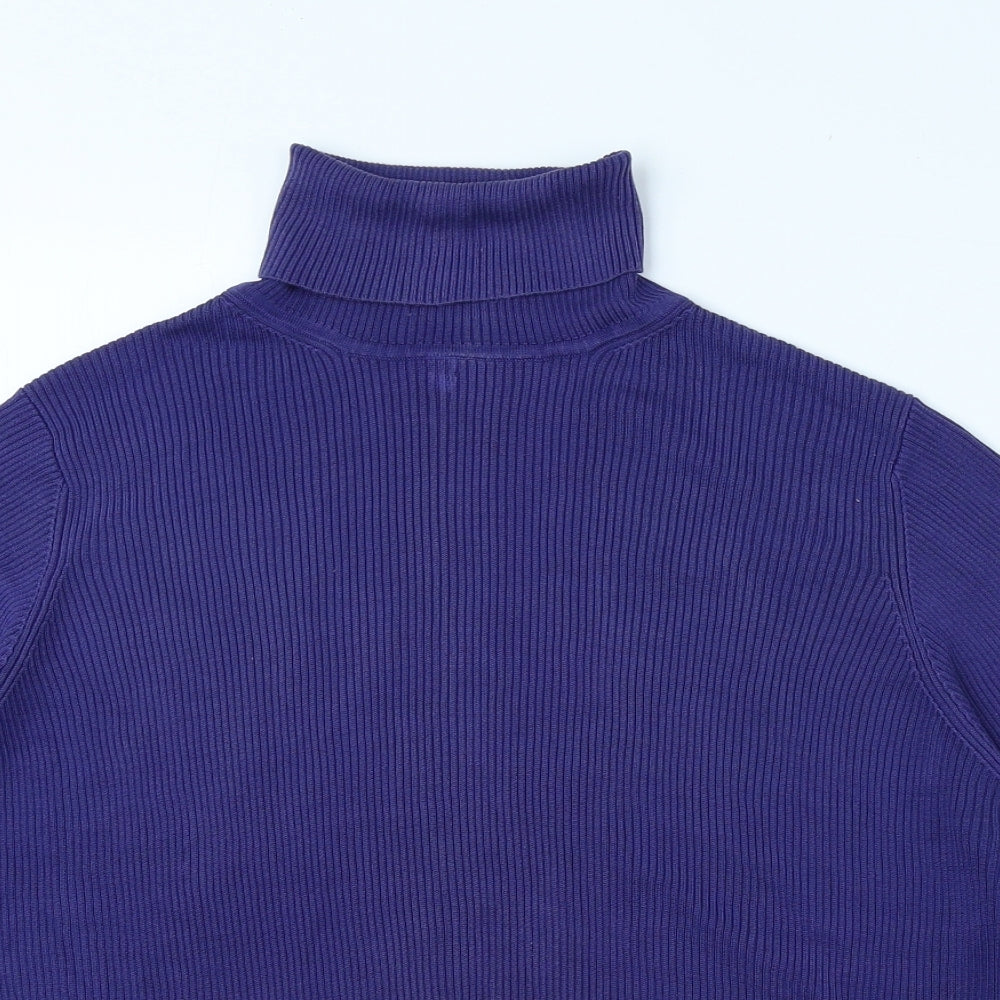 Marks and Spencer Womens Purple Roll Neck Silk Pullover Jumper Size 22 - Ribbed