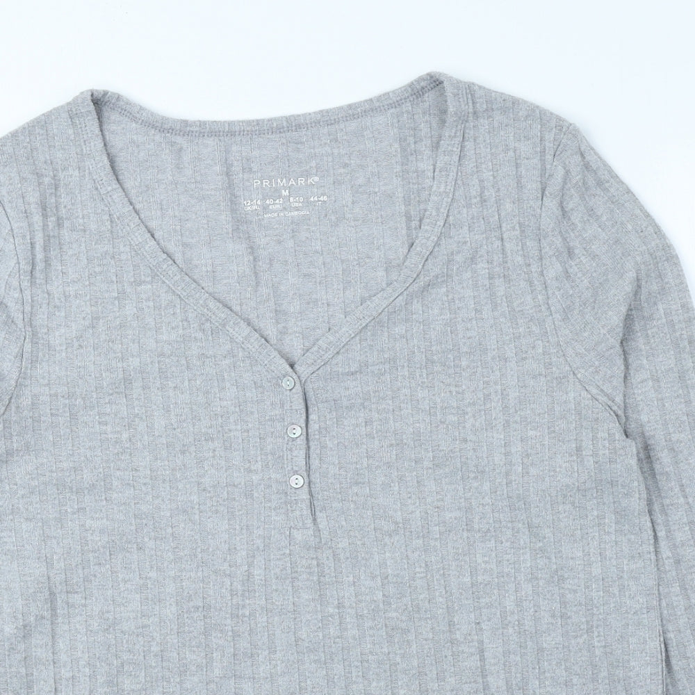 Primark Womens Grey Polyester Basic Blouse Size M V-Neck