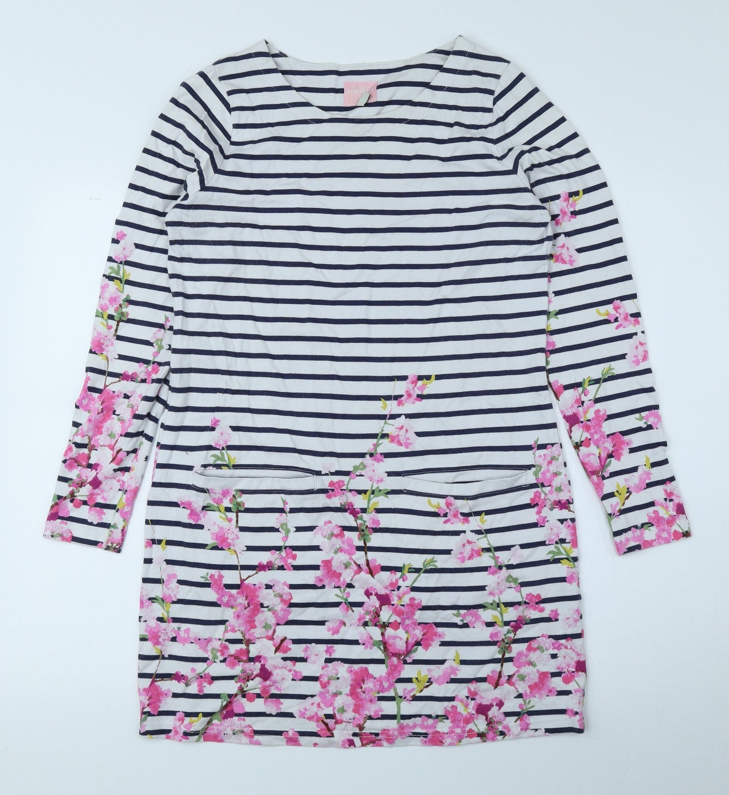 Joules Womens Multicoloured Striped 100% Cotton A-Line Size 10 Round Neck Pullover