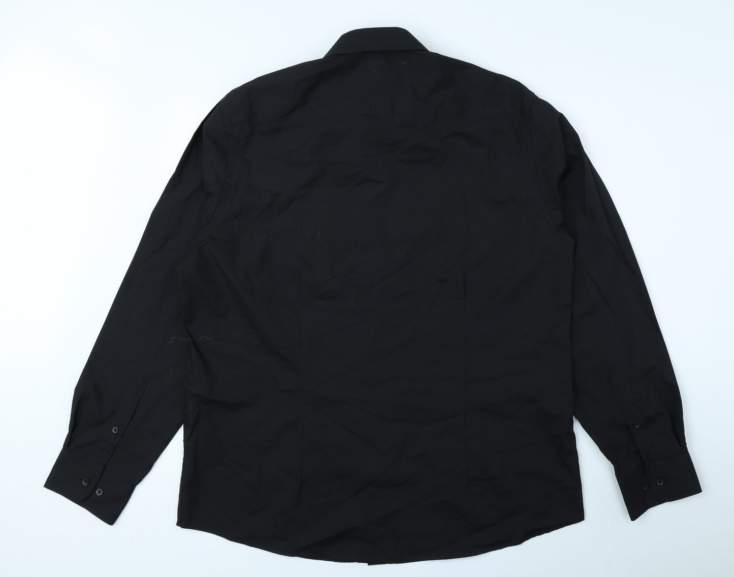 George Mens Black Polyester Dress Shirt Size 16.5 Collared Button