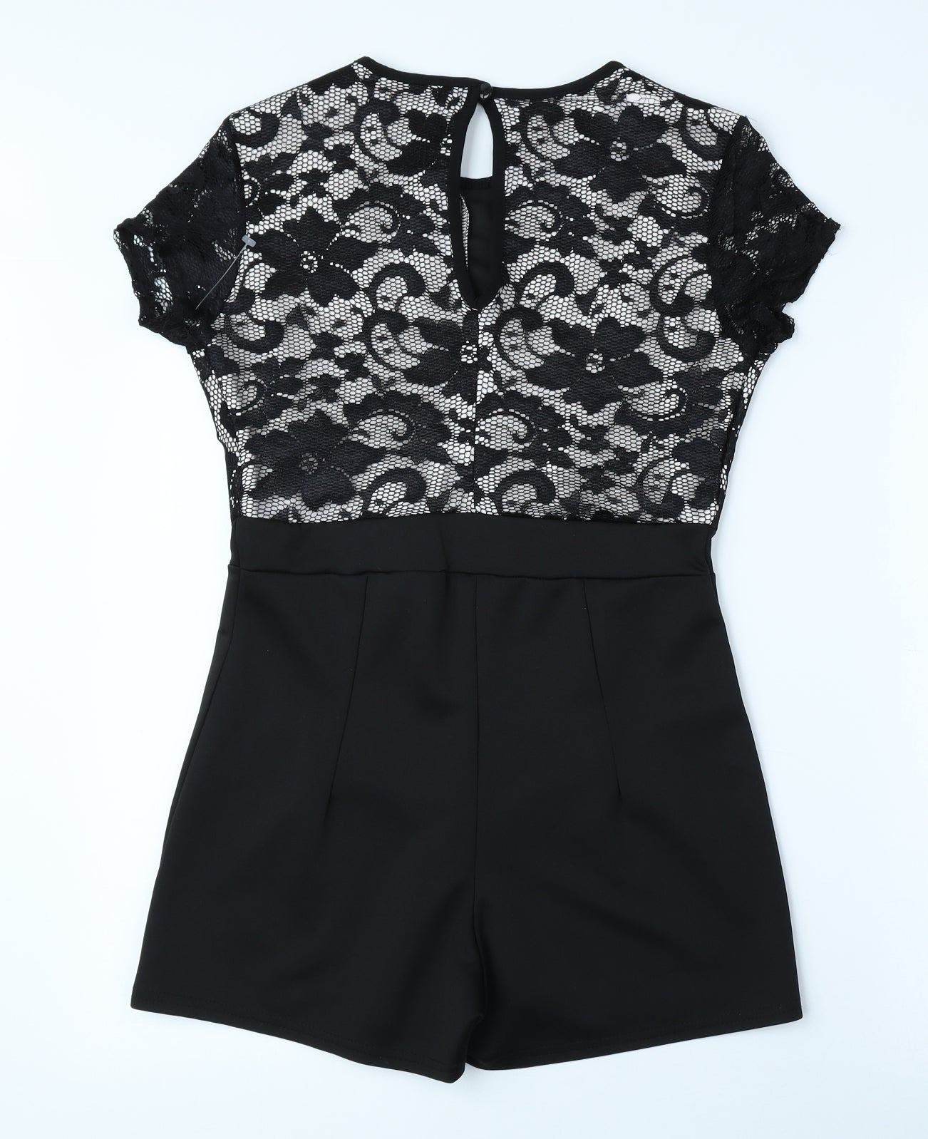 Boohoo Womens Black Floral Polyester Playsuit One-Piece Size 12 Button